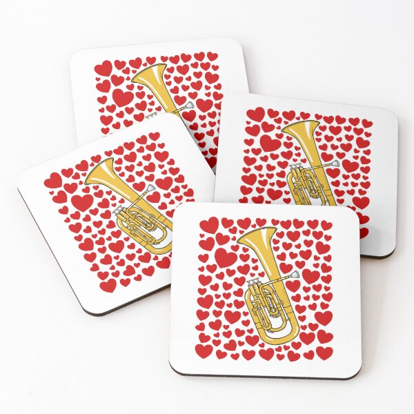 Item preview, Tenor Horn With Hearts, Valentines Brass Musician Wedding designed and sold by doodlerob.