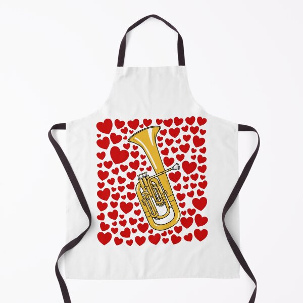 Item preview, Tenor Horn With Hearts, Valentines Brass Musician Wedding designed and sold by doodlerob.