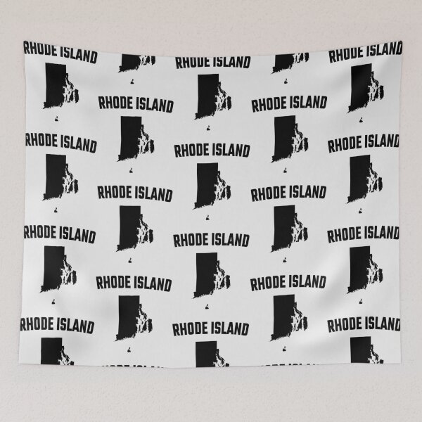 Item preview, Rhode Island State Silhouette - Classic Black & White Varsity Style designed and sold by mashmosh.