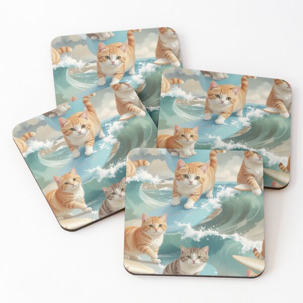 Item preview, Surfing Cats Seamless Pattern – Kittens on Surfboards in Ocean Waves designed and sold by CreativeGarage.