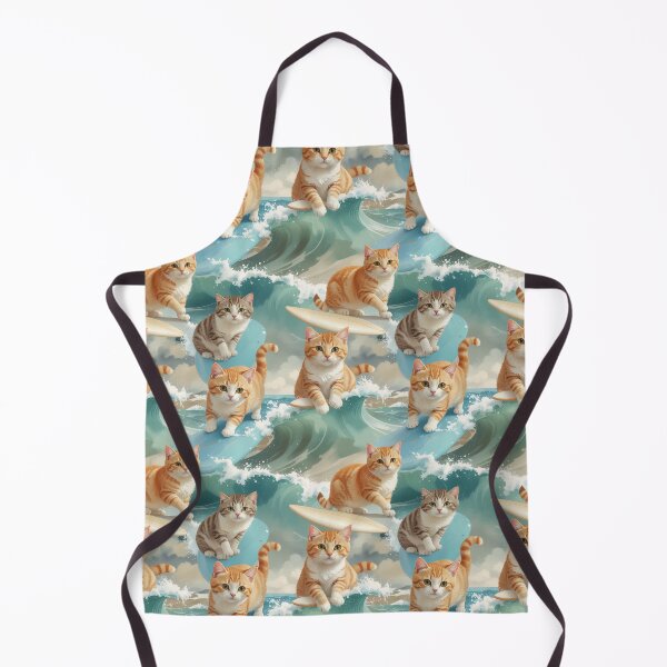 Item preview, Surfing Cats Seamless Pattern – Kittens on Surfboards in Ocean Waves designed and sold by CreativeGarage.
