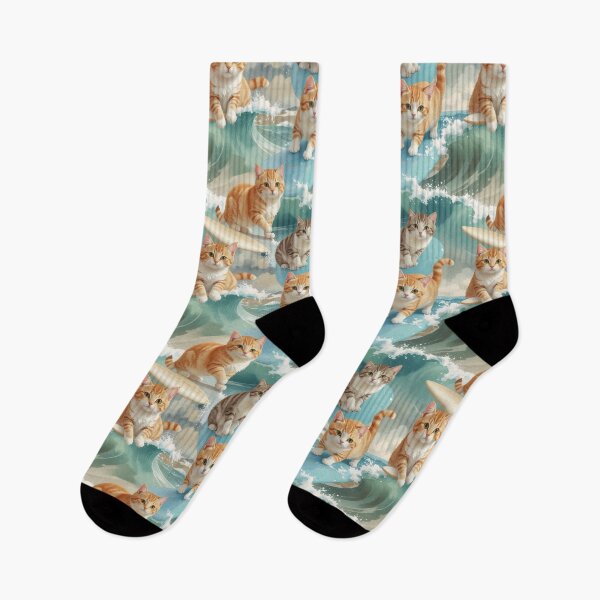 Item preview, Surfing Cats Seamless Pattern – Kittens on Surfboards in Ocean Waves designed and sold by CreativeGarage.