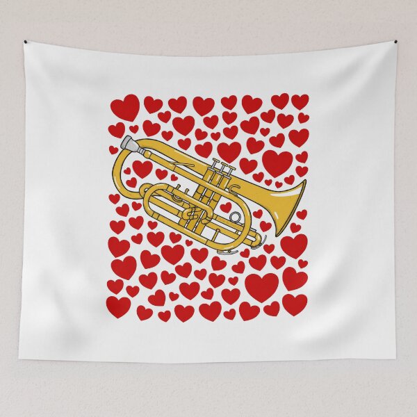 Item preview, Cornet With Hearts, Valentines Brass Musician Wedding designed and sold by doodlerob.