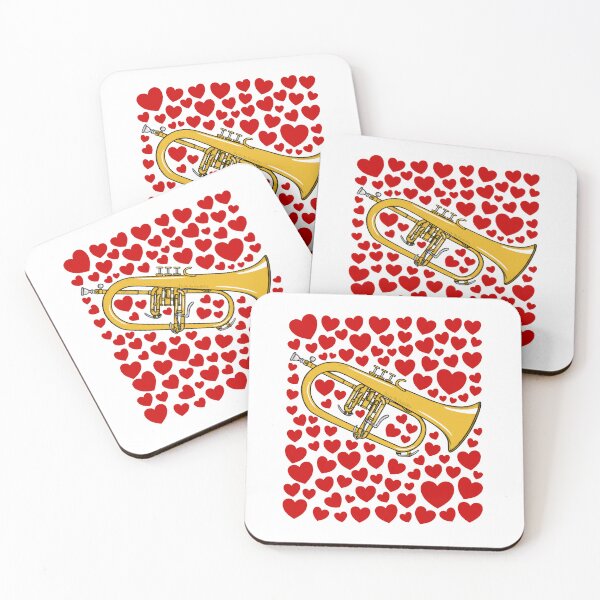 Item preview, Flugelhorn With Hearts, Valentines Brass Musician Wedding designed and sold by doodlerob.