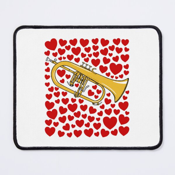 Item preview, Flugelhorn With Hearts, Valentines Brass Musician Wedding designed and sold by doodlerob.