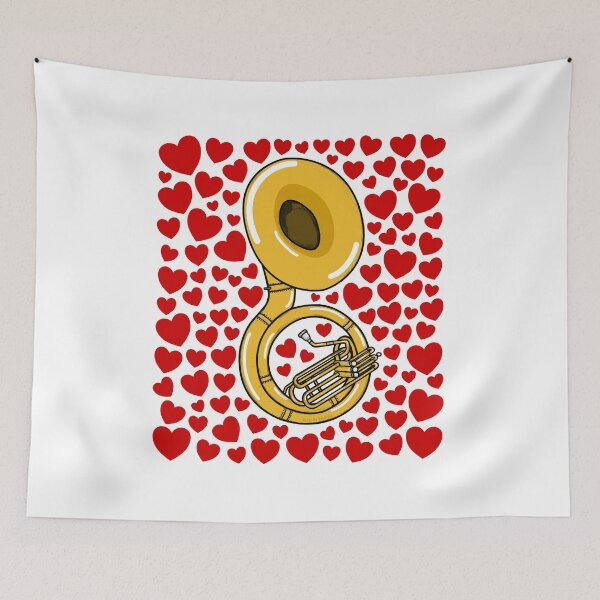 Item preview, Sousaphone With Hearts, Valentines Brass Musician Wedding designed and sold by doodlerob.