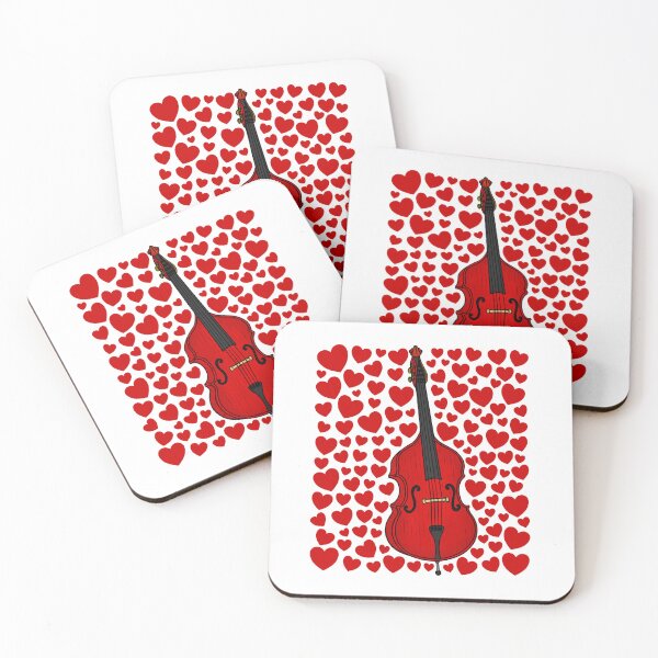 Item preview, Double Bass With Hearts, Valentines Bassist Musician Wedding designed and sold by doodlerob.