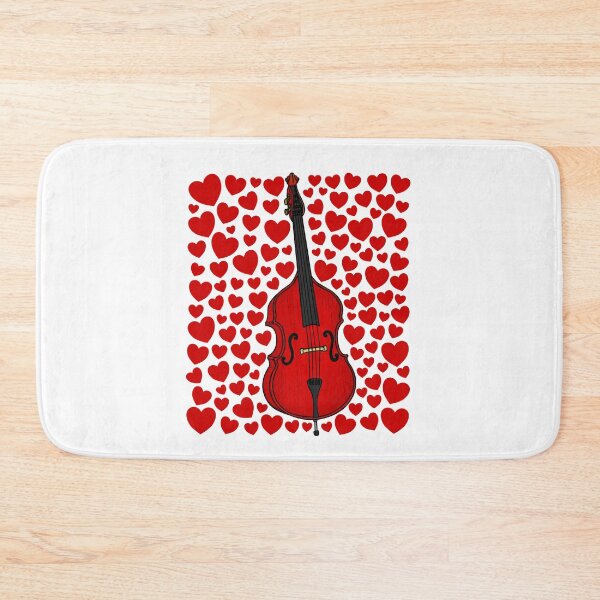 Item preview, Double Bass With Hearts, Valentines Bassist Musician Wedding designed and sold by doodlerob.