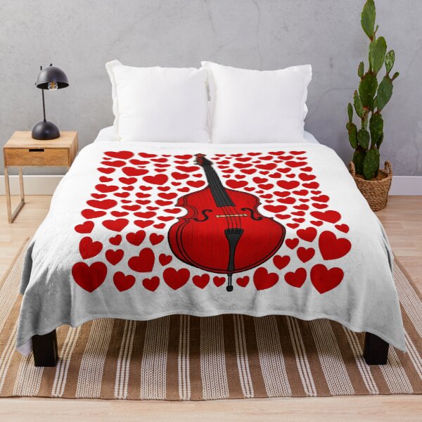 Item preview, Double Bass With Hearts, Valentines Bassist Musician Wedding designed and sold by doodlerob.