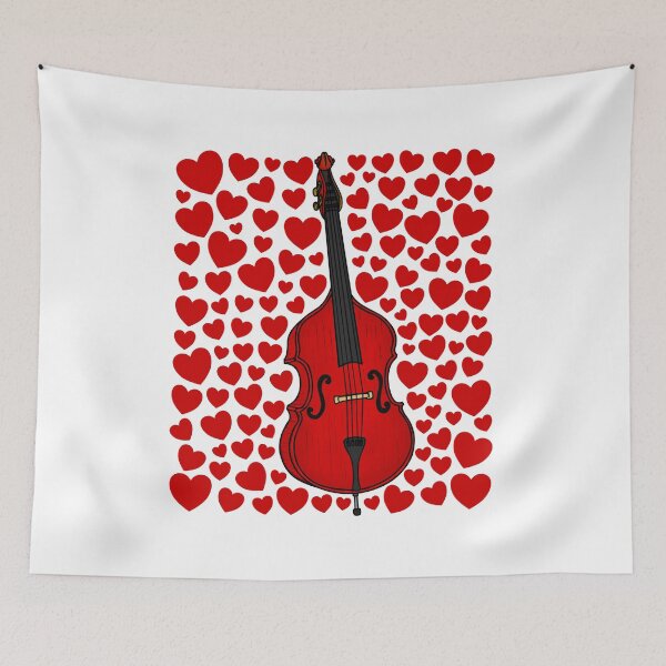 Item preview, Double Bass With Hearts, Valentines Bassist Musician Wedding designed and sold by doodlerob.
