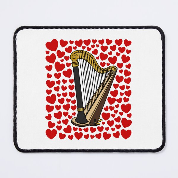 Item preview, Harp With Hearts, Valentines Harpist Musician Wedding designed and sold by doodlerob.
