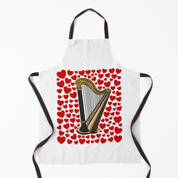 Item preview, Harp With Hearts, Valentines Harpist Musician Wedding designed and sold by doodlerob.