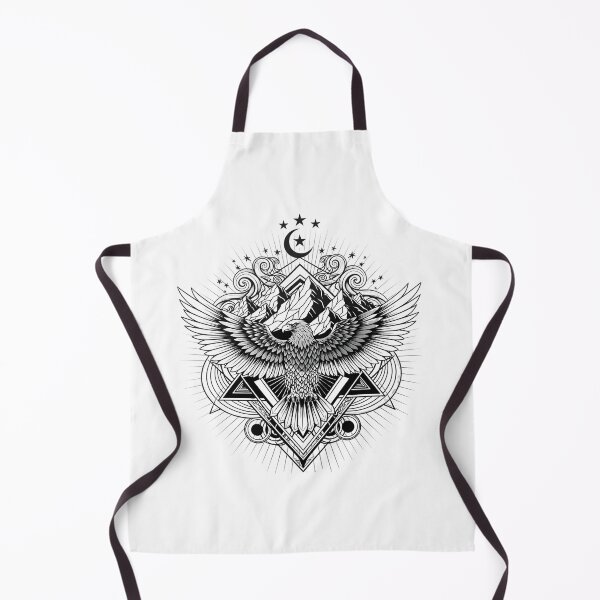 Item preview, Geometric Eagle Tattoo - Mystical Mountain & Moon Line Art designed and sold by Latikshop.