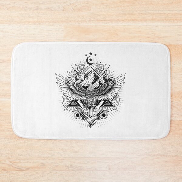 Item preview, Geometric Eagle Tattoo - Mystical Mountain & Moon Line Art designed and sold by Latikshop.