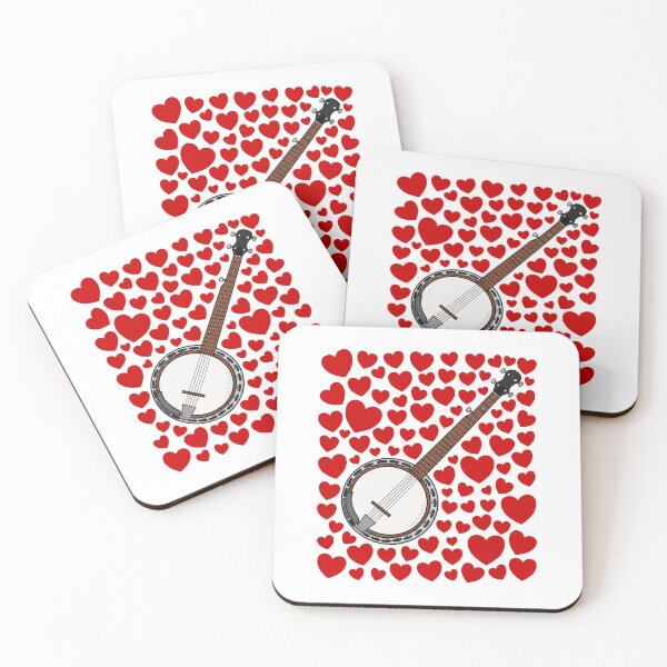 Item preview, Banjo With Hearts, Valentines Banjoist Musician Wedding designed and sold by doodlerob.
