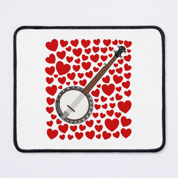 Item preview, Banjo With Hearts, Valentines Banjoist Musician Wedding designed and sold by doodlerob.