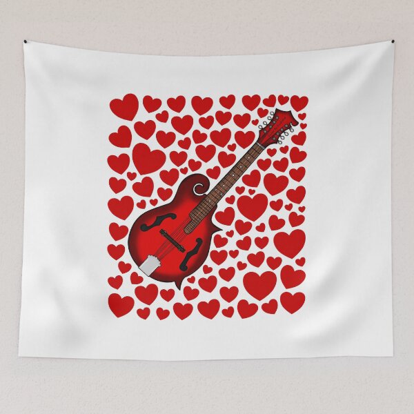 Item preview, Mandolin With Hearts, Valentines Mandolinist Musician Wedding designed and sold by doodlerob.