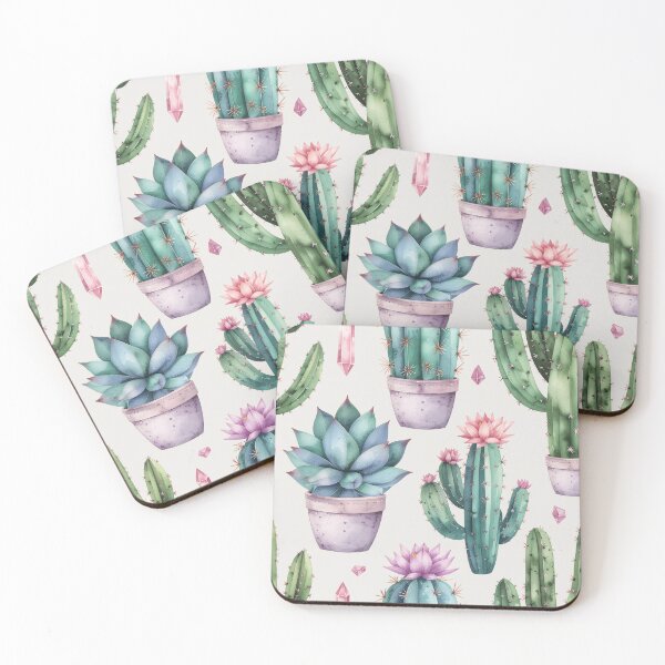 Item preview, Boho Watercolor Cactus Seamless Pattern – Succulents, Blooms & Crystals designed and sold by Blinkwater Designs.
