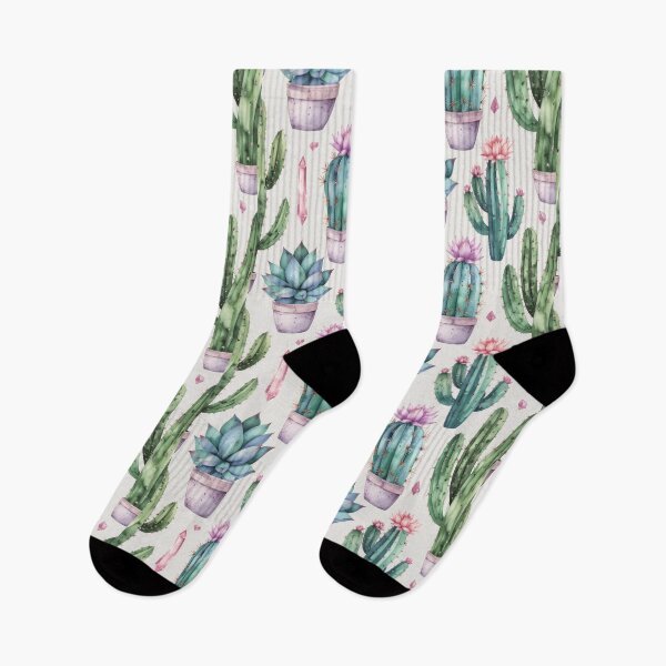 Item preview, Boho Watercolor Cactus Seamless Pattern – Succulents, Blooms & Crystals designed and sold by CreativeGarage.