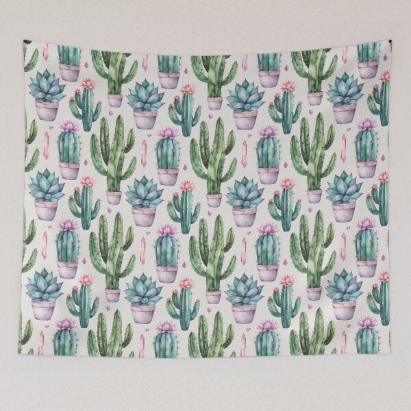Item preview, Boho Watercolor Cactus Seamless Pattern – Succulents, Blooms & Crystals designed and sold by Blinkwater Designs.