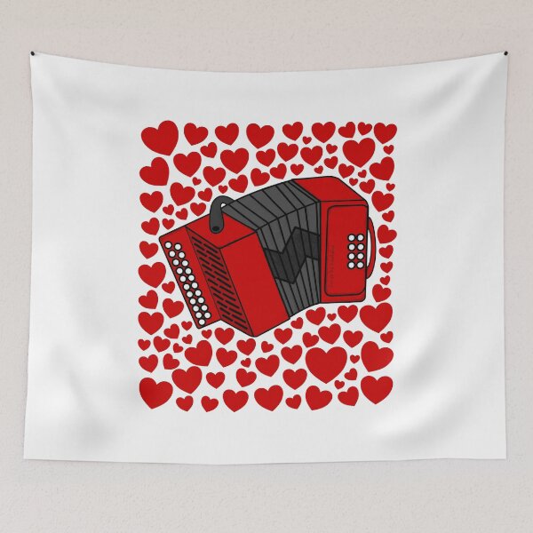 Item preview, Accordion With Hearts, Valentines Accordionist Musician Wedding designed and sold by doodlerob.