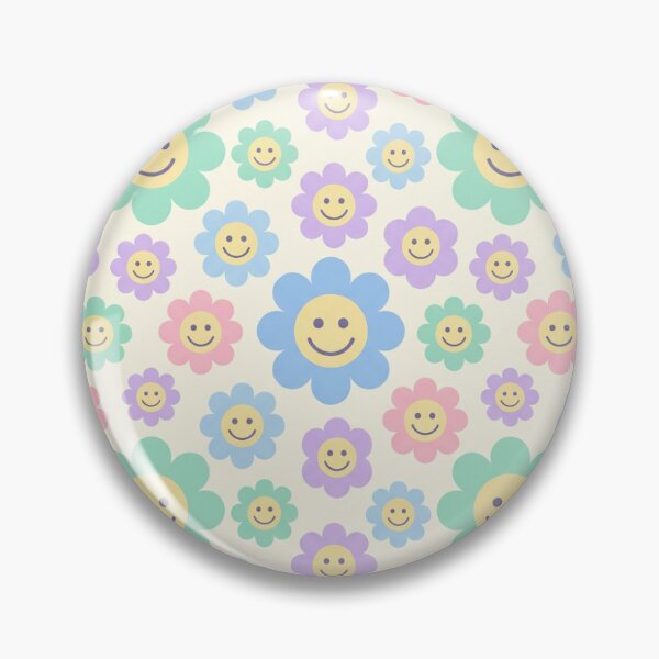 Item preview, Smiley Flower Seamless Pattern – Cute Pastel Retro Daisy Faces designed and sold by Blinkwater Designs.