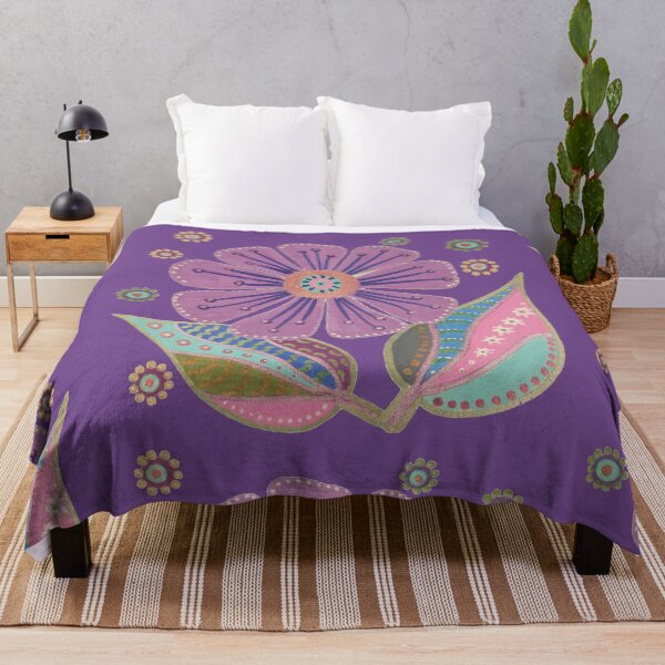 Item preview, Abstract Clematis Flower and Leaves – Unique Hand-Drawn Artwork - purple designed and sold by FUNKARIUM.