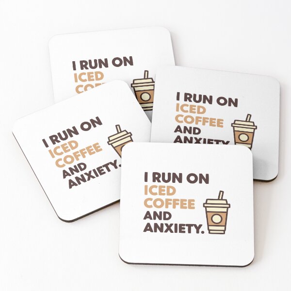 Item preview, Iced Coffee and Anxiety Funny Statement T-Shirt Typography Vector Minimalist Gift Idea designed and sold by mantra2023.