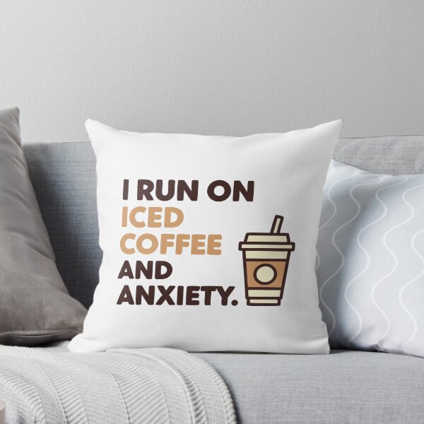 Item preview, Iced Coffee and Anxiety Funny Statement T-Shirt Typography Vector Minimalist Gift Idea designed and sold by mantra2023.