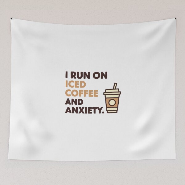 Item preview, Iced Coffee and Anxiety Funny Statement T-Shirt Typography Vector Minimalist Gift Idea designed and sold by mantra2023.