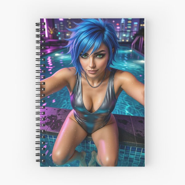 Item preview, Cipher poolside in metallic swimsuit at night designed and sold by CathryneDelamort.