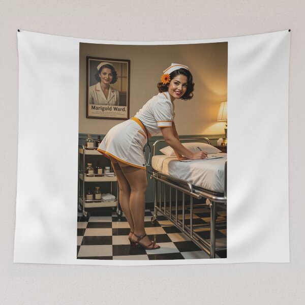 Item preview, Marigold Ward Pinup Nurse in Vintage Hospital designed and sold by CathryneDelamort.