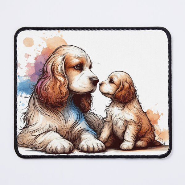 Item preview, Cavalier King Charles Spaniel Mom Puppy Watercolor designed and sold by BigBlueArt.