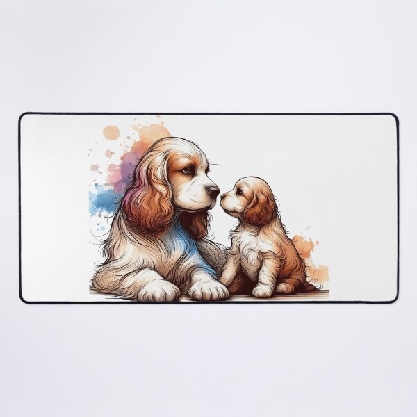 Item preview, Cavalier King Charles Spaniel Mom Puppy Watercolor designed and sold by BigBlueArt.