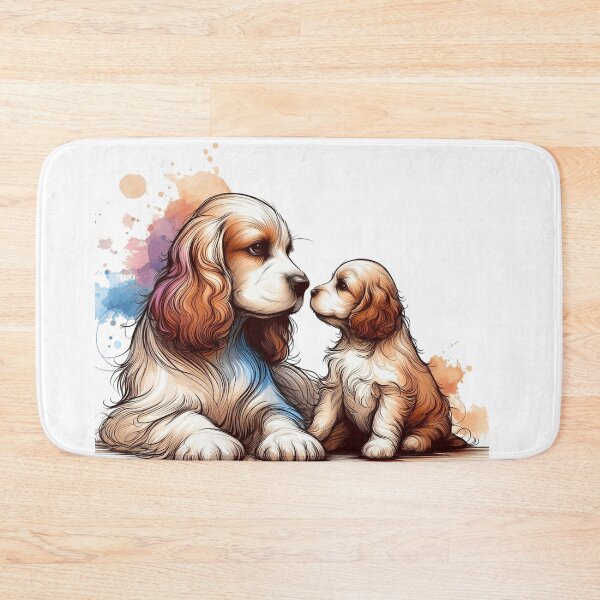 Item preview, Cavalier King Charles Spaniel Mom Puppy Watercolor designed and sold by BigBlueArt.