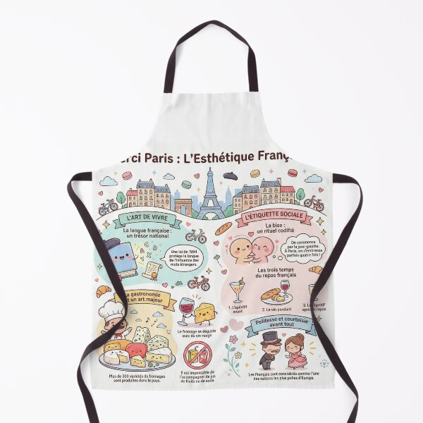 Item preview, Merci Paris – French Aesthetic Illustration with Eiffel Tower, Wine & Baguette designed and sold by Mirosi-S.