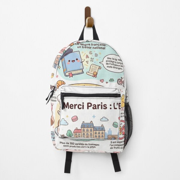 Item preview, Merci Paris – French Aesthetic Illustration with Eiffel Tower, Wine & Baguette designed and sold by Mirosi-S.