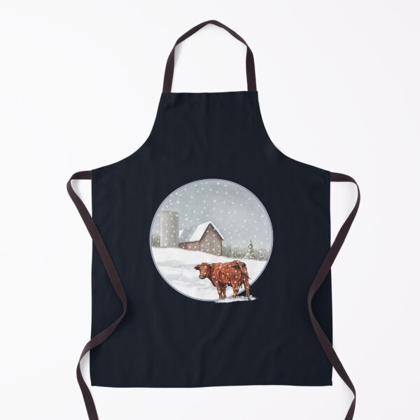 Item preview, Snowy Day on Farm with COW Stepping into Painting of Barn and Silo designed and sold by JoyfulWhimsy.