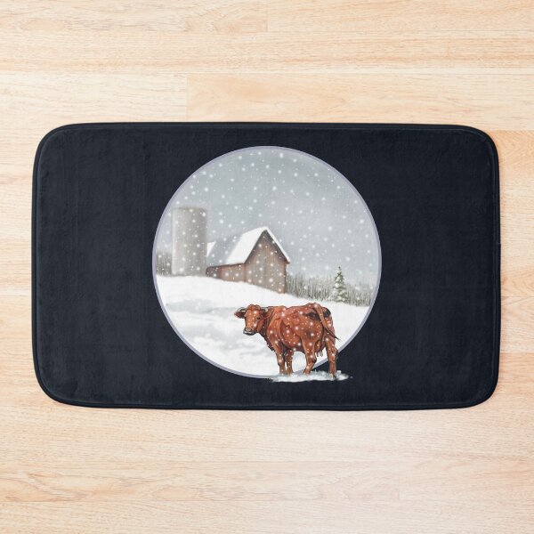 Item preview, Snowy Day on Farm with COW Stepping into Painting of Barn and Silo designed and sold by JoyfulWhimsy.