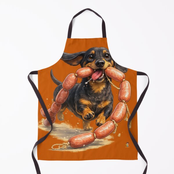 Item preview, Funny Dachshund Dog Stealing String of Sausages Art designed and sold by kornkobart.