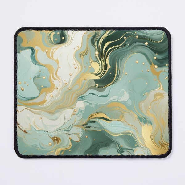 Item preview, Green and gold dreamy tempera decoupage seamless pattern designed and sold by MiraCleAI.