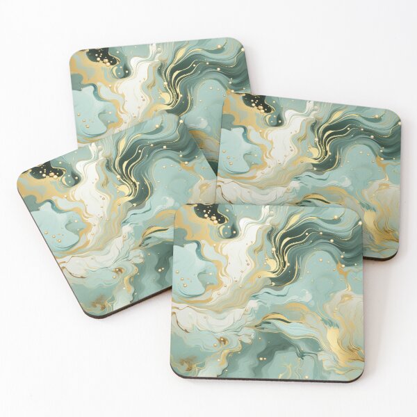 Item preview, Green and gold dreamy tempera decoupage seamless pattern designed and sold by MiraCleAI.