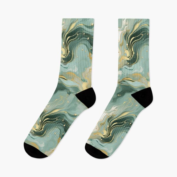 Item preview, Green and gold dreamy tempera decoupage seamless pattern designed and sold by MiraCleAI.