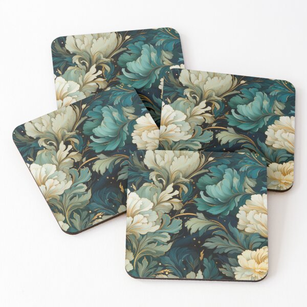 Item preview, Green and gold dreamy tempera decoupage seamless pattern designed and sold by MiraCleAI.
