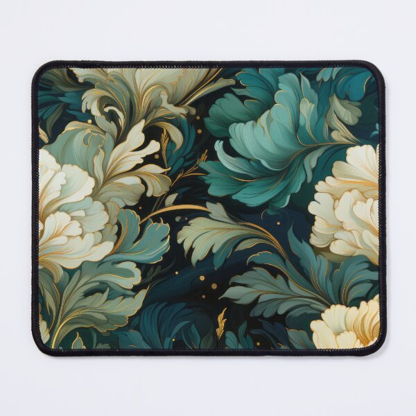 Item preview, Green and gold dreamy tempera decoupage seamless pattern designed and sold by MiraCleAI.