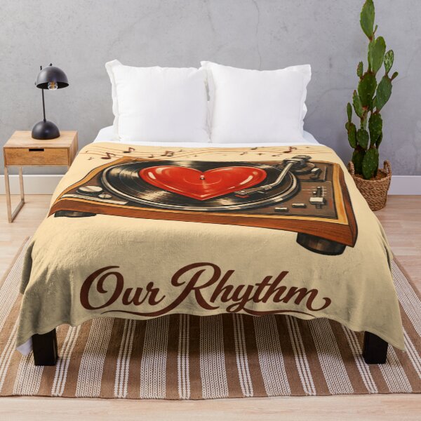 Item preview, Our Rhythm 2026 – Vintage Heart-Shaped Vinyl Record Turntable Music Poster, Retro 70s Soul & Jazz Illustration designed and sold by FUIRY .