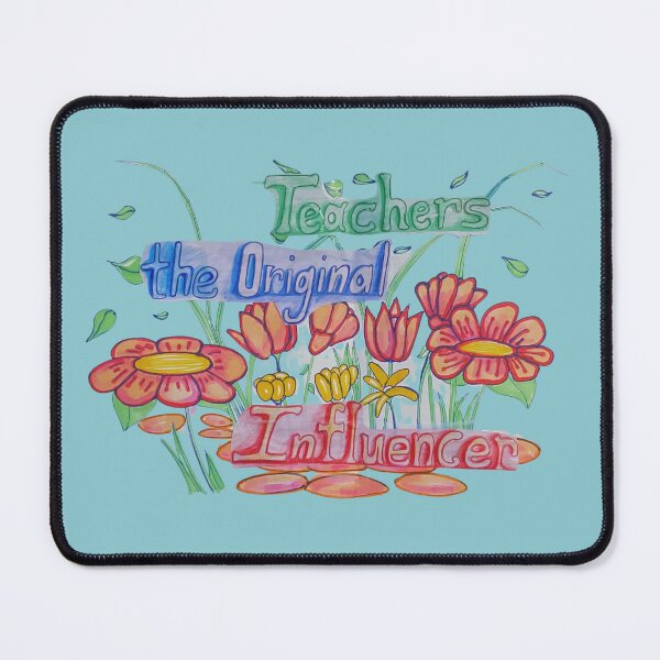 Item preview, Teachers, the Original Influencer, hand-drawn quirky floral inspirational collage from sketched and glued collage designed and sold by Uplifting Vib'n Design and Decor .