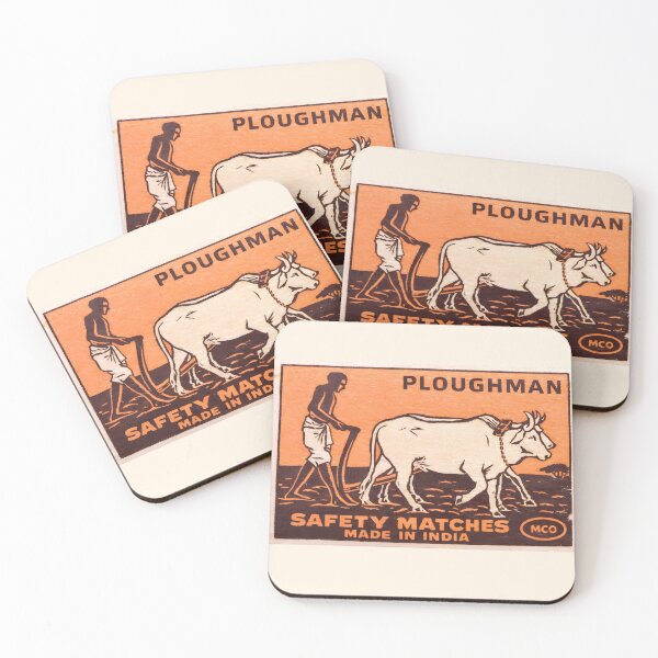 Item preview, Indian Vintage Matchbox Label Design PLOUGHMAN  designed and sold by Glitterblix.