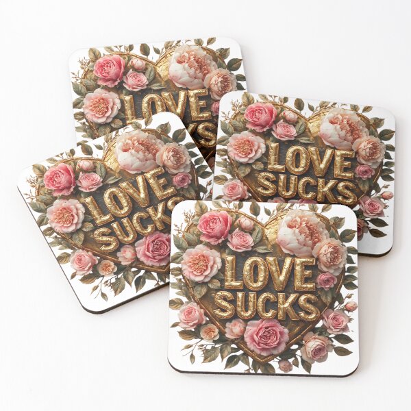 Item preview, Golden Love Sucks Text in Floral Heart designed and sold by newvisionart191.