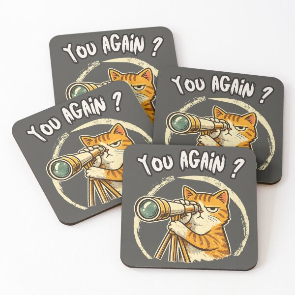 Item preview, You Again? | Grumpy Stalking Cat Meme designed and sold by RokaWorld.